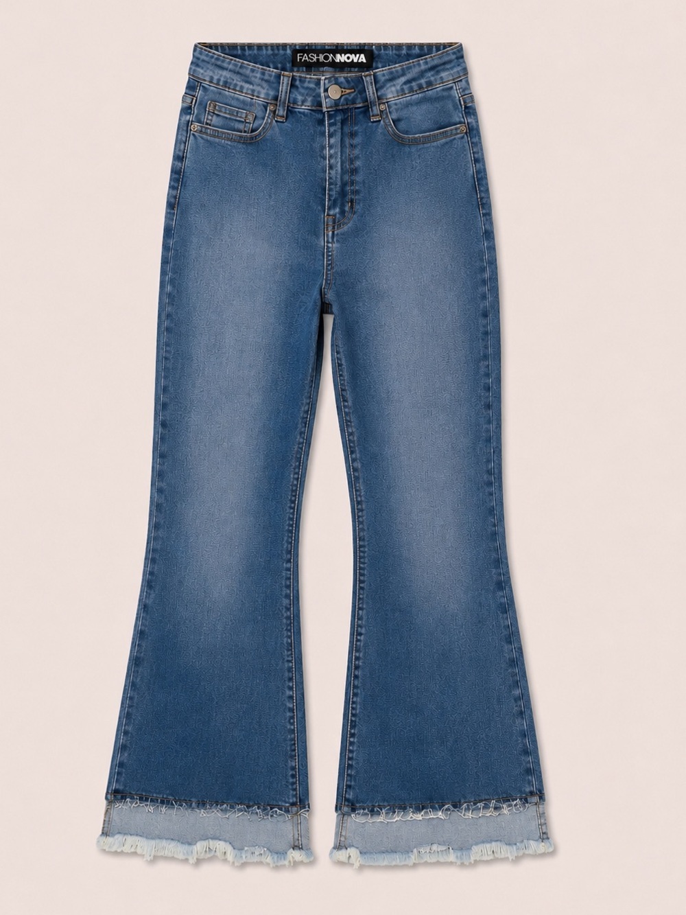 Fashion Nova Flare Jeans with Frayed Hem-Size 7(28)